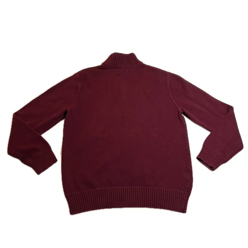 Eddie Bauer Men's Quarter Zip Pullover Cotton Knit Sweater Size Medium Academia